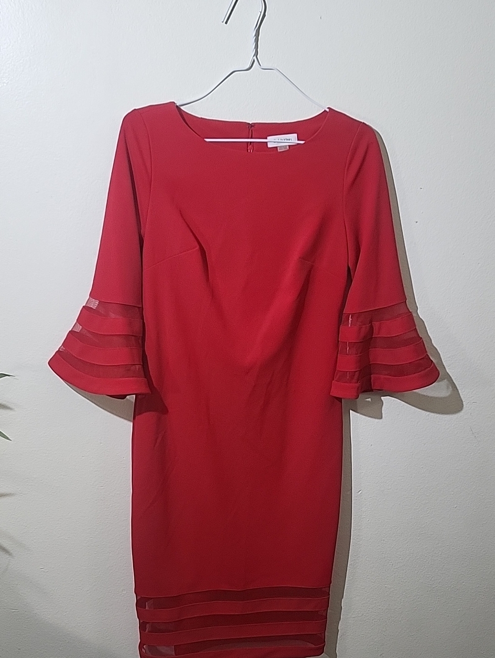 Calvin Klein Red Bell-Sleeve Sheath Dress